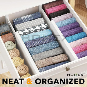 Wholesale <strong>White</strong> Expandable Bamboo <strong>Drawer</strong> Divider Organizer <strong>Set</strong> of 4pcs Adjustable Cabinet Separators |Homex- BSCI Factory - Product Image 2