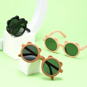 New Bears Ears Round Frame Kids Folding Sunglasses Cute Baby Sunglasses Boys And Girls UV Protection Children Sunglasses