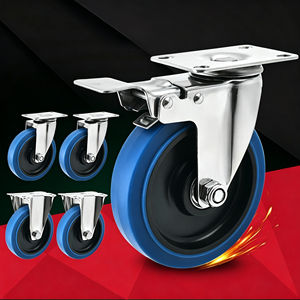 Stainless Steel Iron Nylon Swivel Caster Wheel 125mm Polyurethane with Brake Locking Mechanism Industrial Use 250kg Capacity - Product Image 1