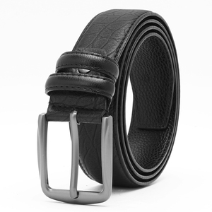 Sabuk Kulit Kasual Pria Model Cowboy dengan Gesper Pin, Kulit PU Bertekstur Butiran, Gesper Paduan Logam, Sabuk Jeans - Product Image 6