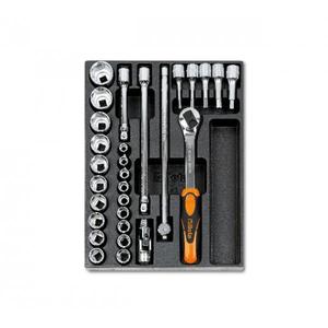 ถาดแข็งเทอร์โมฟอร์มแบบเบต้า024240082พร้อมเฟืองและประแจซ็อกเก็ต1/2นิ้ว (29ชิ้น) -EAN 8014230477985ชุดเครื่องมืออื่นๆ - Product Image 1