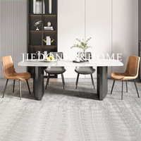 Table à manger moderne de luxe léger en ardoise, design rectangulaire à pieds larges, multifonctionnelle, combinaison 6 chaises, mobilier de maison et de salon