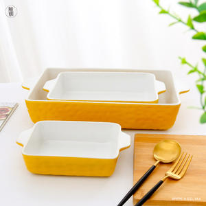 Ensemble de plats à gratin rectangulaires en céramique de style nordique, 3 pièces, résistants au four, pour la cuisine à domicile - Product Image 4