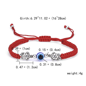 Pulseira de Moda Artesanal Banhada a Prata com Contas e Cordão Trançado, Amuleto da Sorte Elefante, Olho de Fátima e Olho Grego Turco, Presente de Joia para Mulheres e Homens - Product Image 3