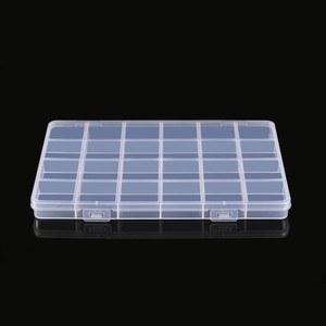 Transparent 24-Compartment Plastic <b>Storage</b> <b>Box</b> With Lid For Nail Salon <b>Tools</b> 19x13x1.5cm Rectangle Shape - Product Image 1
