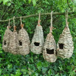 Bird Rooster Pack Set Of 6 Straw And Raffia Roosting Pouches