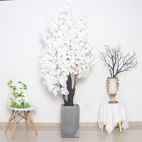 Arbre de Sakura de bonsaï d'arbre de fleur de pêcher de cerisier blanc rose artificiel pour la décoration de mariage
