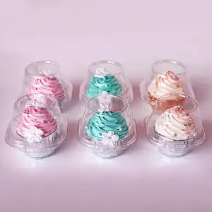 Einweg-Cupcake-Plastik behälter mit 1 Trennwänden Einzel-Cupcake-Behälter Einloch-Cupcake-Halter