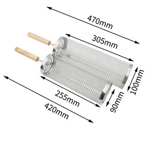 สินค้าปี 2024 อุปกรณ์บาร์บีคิว 304 กระบอกสแตนเลส <span class=keywords><strong>ชั้น</strong></span><span class=keywords><strong>วาง</strong></span>บาร์บีคิว ตะกร้ากลิ้ง ย่าง - Product Image 1