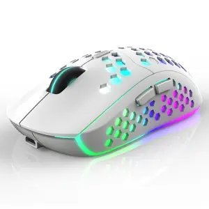 White Color Honeycomb Wireless Mouse LED Customized 2.4G Optical USB Changing Gaming Mice For Laptop Desktop Office Using