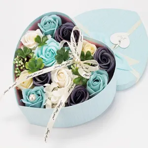 Роскошный дизайн на заказ картонный торт и цветы сюрприз в форме сердца бумажная упаковка подарочная Цветочная коробка на День святого Валентина