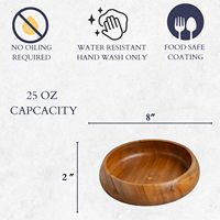 Bols en bois pour aliments, lot de 4 bols individuels en bois d'acacia, pour savourer votre salade, vos pâtes, votre riz, vos smoothies, vos soupes, vos fruits, vos collations