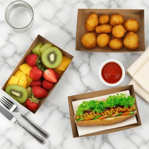 Degradabile monouso in carta Kraft Fast Food patatine fritte contenitori per Hamburger imballaggio vassoio per alimenti in cartone - Product Image 5