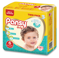 Couches jetables pour bébé PANSY MAXI, lot de 4, qualité supérieure, protection 3D anti-fuites, feuille arrière respirante, SAP importé, bande latérale sèche