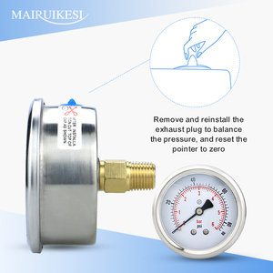 Multifunctionele 100 bar hydraulische manometer, slagvast, 63 mm, vloeistofgevulde drukmeter - Product Image 4