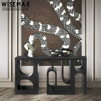 Meuble d'entrée contemporain WISEMAX, console moderne pour couloir, table décorative unique en bois noir personnalisée
