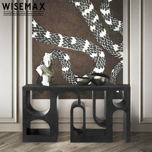 Meuble d'entrée contemporain WISEMAX, console moderne pour <span class=keywords><strong>couloir</strong></span>, table décorative unique en bois noir personnalisée - Product Image 4