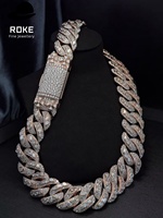 Chaîne et bracelet personnalisés en or rose 18 carats avec diamants VVS de laboratoire, style Miami Cuban Link, pour homme, bijoux hip-hop