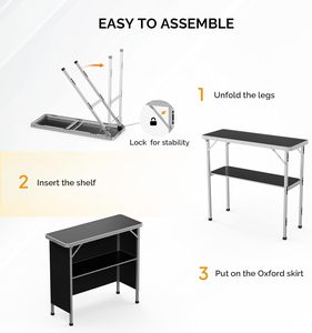<span class=keywords><strong>Table</strong></span> pliante portable moderne en aluminium pour camping extérieur, installation rapide, pique-nique, barbecue, repas, 2 étagères de rangement compactes et durables, voyage - Product Image 2