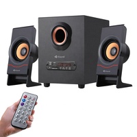 Altavoces estéreo Kisonli C80 de 2.1 canales y 5W con soporte para tarjeta de memoria, pantalla LCD, control remoto, conexión por cable y carcasa de plástico.