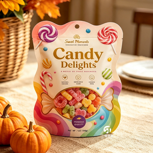 Premium Custom Candy Packaging <b>Bags</b> Digital Printing Shaped <b>Zip</b> <b>Lock</b> Pouches for Chocolate Packaging - Product Image 4
