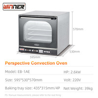 Four à convection professionnel à vision complète avec chauffage rapide de 2,6 kW, brunissage supérieur pour restaurants et hôtels EB-1AE