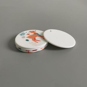 Double Sided White Porcelain Ornament Glossy Christmas <b>Tree</b> Decoration Tag Round Sublimation Pendant Blanks - Product Image 3