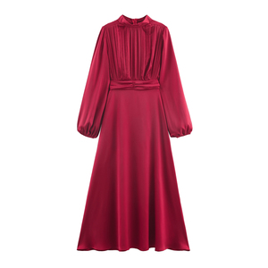 fitted lace wedding dress LESET Lauren Turtleneck Maxi Dress in Pinot in Jersey