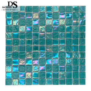 Piastrelle a Mosaico in Vetro Iridescente Quadrato Moderno, Spessore 4mm, Bianco Verde Blu Oceano, per Piscine, Ville e Decorazioni Domestiche - Product Image 6