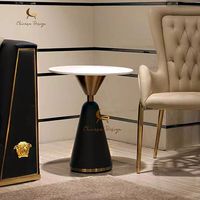 Table basse ronde italienne moderne de luxe Table d'appoint ronde en métal et acier inoxydable pour salon