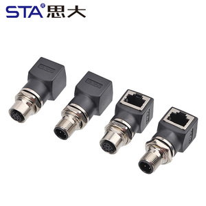 Connettore di fabbrica M12 a RJ45 X codice femmina presa ad angolo diritto adattatore di rete 4 8 Pin a codice D per reti industriali - Product Image 1