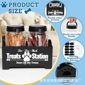 Caja de almacenamiento de comida para perros Treats Station con frascos de plástico y asa para organizar golosinas para mascotas - Product Image 1