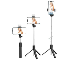 Nouveau 2026 pour dropshipping : Perche à selfie sans fil Bluetooth, mini trépied monopode extensible avec lumière d'appoint et télécommande pour téléphones iOS et Android