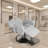 Fauteuil de Barbier Inclinable en Similicuir avec Base Élargie en Acier et Plateforme Repose-Pieds pour Salon, Spa, Coiffure et Thérapie du Cuir Chevelu
