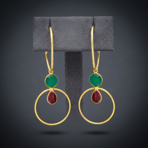 Pendientes Circulares de Aguamarina con Gancho, Chapados en Oro, Hechos a Mano, para Compromiso, Boda, Fiesta, Último Diseño - Product Image 3