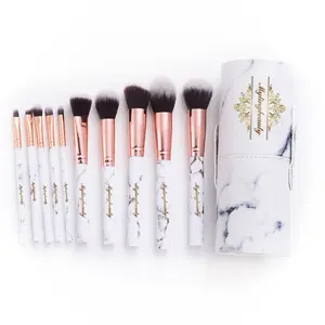 China Supplier Custom Make Up Makeup Box Cosmetic Brush Packaging Marble Makeup Brush Set