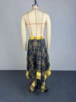 Jupe longue plissée asymétrique Y2K chic pour femme, taille haute, coupe ajustée, style A-line, à carreaux, avec lacets, collection été 2026