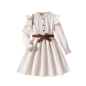 <span class=keywords><strong>2026</strong></span> किशोर लड़की बीज रफल्स के साथ लंबे आस्तीन वाले फ्रॉक कपड़े पहने बच्चों को 8-12 साल - Product Image 5