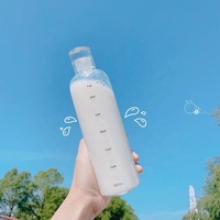 Vente en gros 500ml Portable GYM clair logo personnalisé tasse à boire en plastique transparent givré sport bouteille d'eau avec marqueur de temps