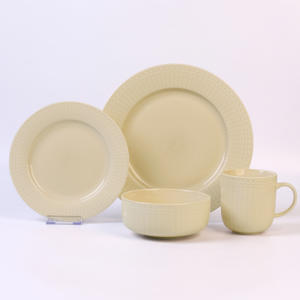 Set Peralatan Makan Berpinggiran Berhias Manik-Manik, Lapisan Krim Lembut, Piring & Mangkuk <span class=keywords><strong>Bone</strong></span> <span class=keywords><strong>China</strong></span> Modern, Peralatan Makan Netral Hangat Lembut - Product Image 3