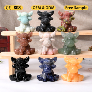 Vente en gros de sculptures d'animaux en pierres précieuses de couleurs mélangées, artisanat en cristal naturel - Product Image 5