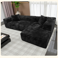 Modernes L-förmiges Sofa aus Kunstkaninchenfell, Abnehmbares Konvertierbares Ausziehbares Knochenloses Couch-Set für Wohnzimmer und Schlafzimmer
