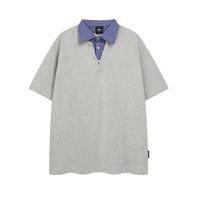 2025 été hommes Style rétro à manches courtes pour Polo nouveau américain à la mode deux pièces épissé col rabattu hauts amples T-shirts