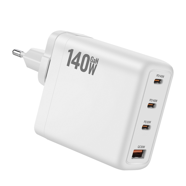 140W 3C+1A 4-Port Fast USB Wall Charger with QC3.0 PD Compact Charging Block Station for Laptop 140W GaN USB Charger Adapter
