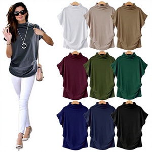 <span class=keywords><strong>Ropa</strong></span> de <span class=keywords><strong>Mujer</strong></span> de <span class=keywords><strong>Tallas</strong></span> <span class=keywords><strong>Grandes</strong></span>, Estilo Europeo y Americano, Top de Cuello Alto con Mangas Murciélago, Mezcla de Algodón, Verano 2022, <span class=keywords><strong>WISH</strong></span> - Product Image 1