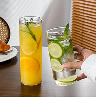 Koffieshop Transparante Highball Glas Koffiebeker Rechte Vierkante Sap Fruit Thee Latte Collins Koud Drankje Glas voor Thuis Café Gebruik