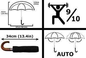 <span class=keywords><strong>Parapluie</strong></span> <span class=keywords><strong>pliant</strong></span> 3 <span class=keywords><strong>de</strong></span> conception d'affaires pour hommes <span class=keywords><strong>haut</strong></span> <span class=keywords><strong>de</strong></span> <span class=keywords><strong>gamme</strong></span> avec manche en bois Crook fort coupe-vent fermeture ouverte automatique pour adultes - Product Image 3