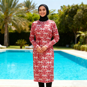 Traje de baño Burkini musulmán de 3 piezas para mujer Cobertura completa modesta con pantalones superiores de manga larga Hijab - Product Image 1