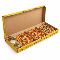 Boîte à pizza à trois étages avec tiroir coulissant et trous de ventilation pour l'emballage de plusieurs aliments à emporter