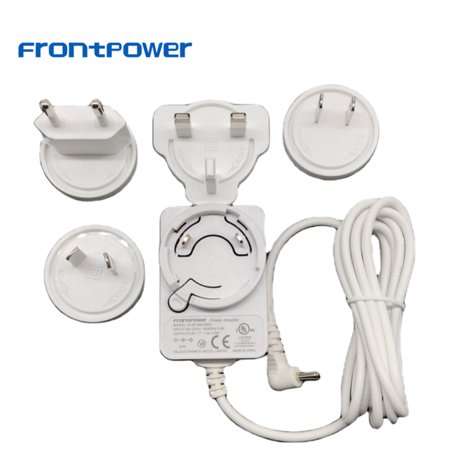 Frontpower 5V 2A Interchangeable Plug Power Adapter with UL FCC CE CB GS UKCA EMC LVD UKCA RCM SAA PSB  for IT Cloud Connector